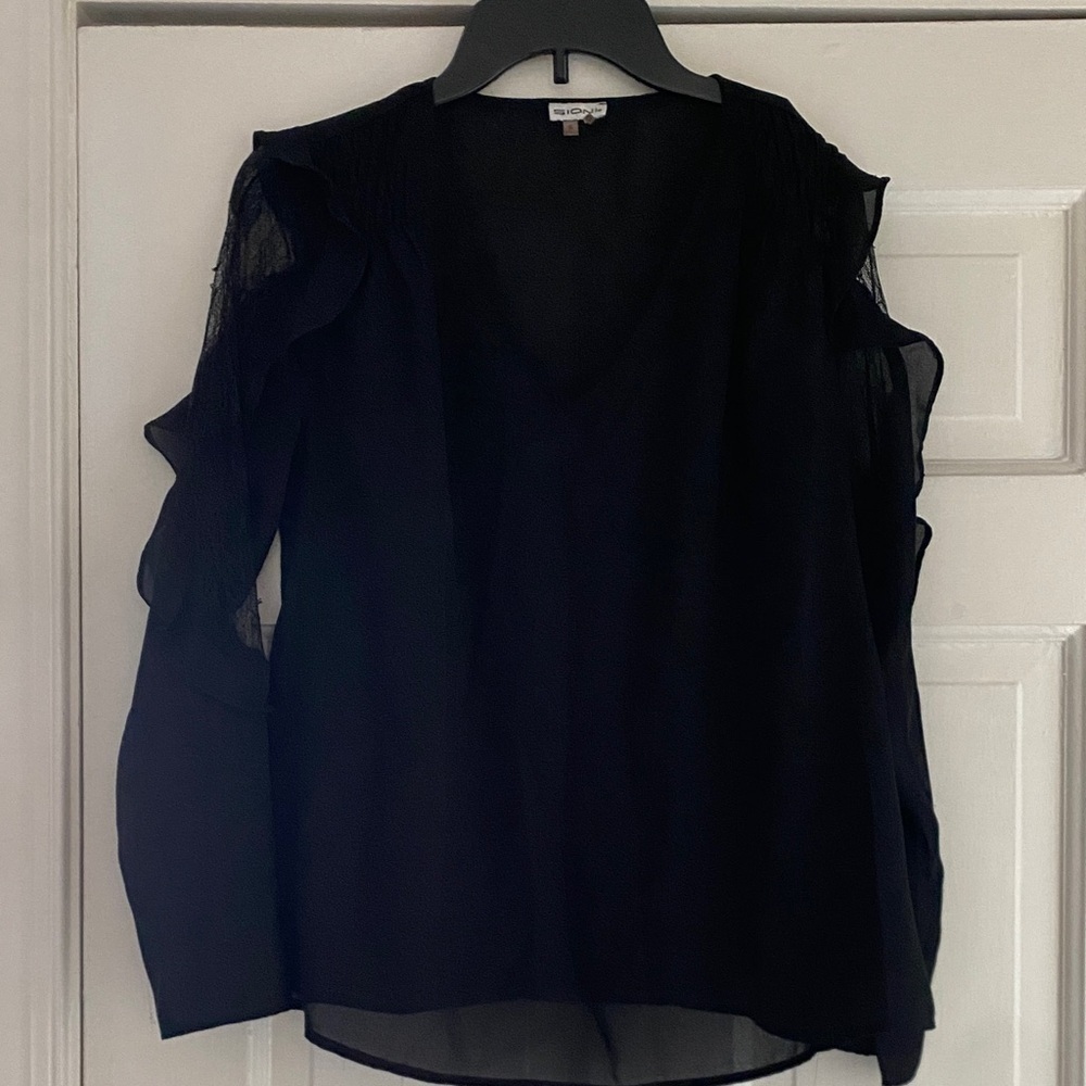 Elegant Black Blouse with Sheer Details